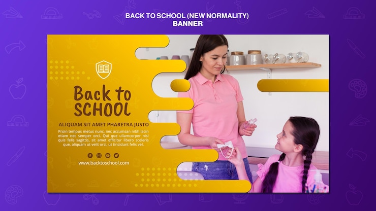 PSD grátis modelo de banner de volta à escola