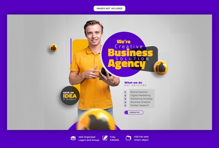 PSD grátis modelo de banner de web de agência de marketing digital e corporativa