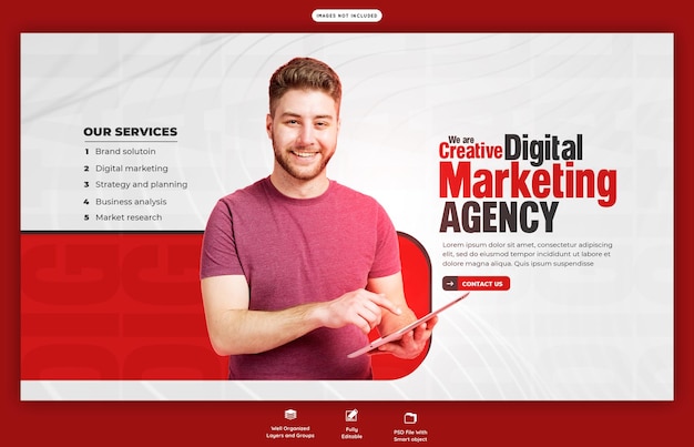 PSD grátis modelo de banner de web de agência de marketing digital e corporativa