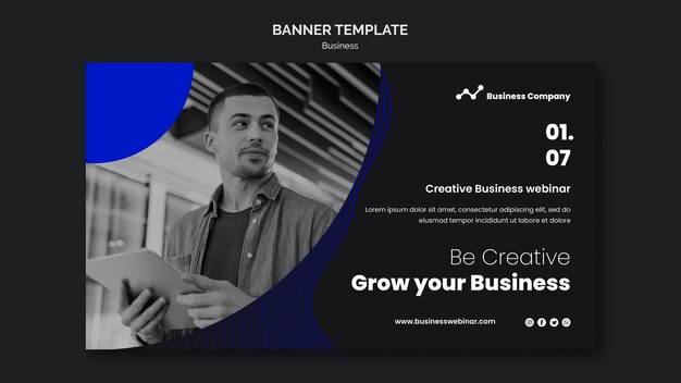 Modelo de banner de webinar de negócios