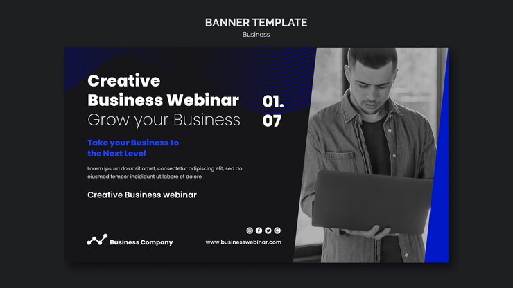 PSD grátis modelo de banner de webinar de negócios