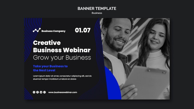 Modelo de banner de webinar de negócios