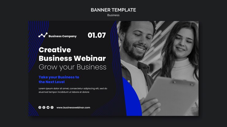 PSD grátis modelo de banner de webinar de negócios
