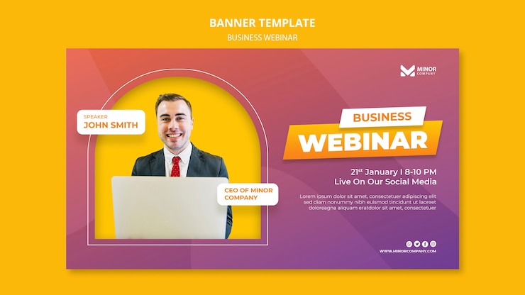 PSD grátis modelo de banner de webinar de negócios