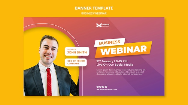 PSD grátis modelo de banner de webinar de negócios