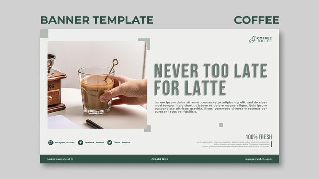 Modelo de banner de xícara de café