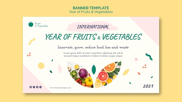 Modelo de banner do ano de frutas e vegetais