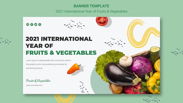 PSD grátis modelo de banner do ano internacional de frutas e vegetais