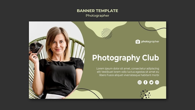 Modelo de banner do clube de fotografia