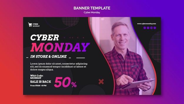 PSD grátis modelo de banner do conceito de cyber monday