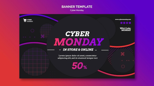 Modelo de banner do conceito de cyber monday