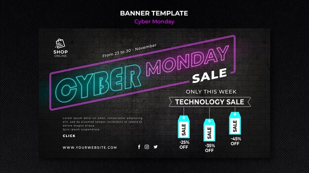 Modelo de banner do conceito de Cyber Monday