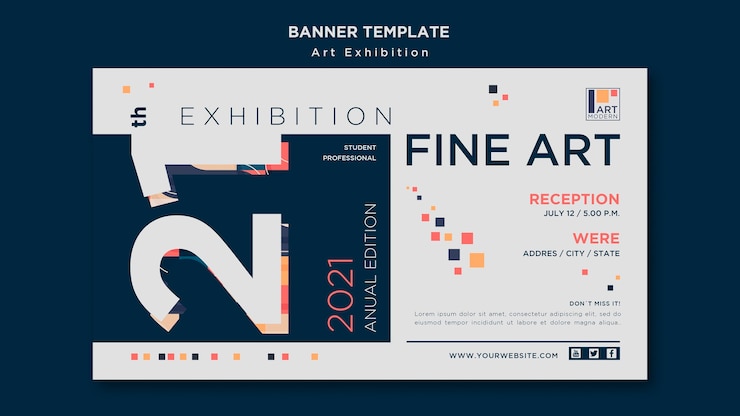 PSD grátis modelo de banner do conceito de exposição de arte