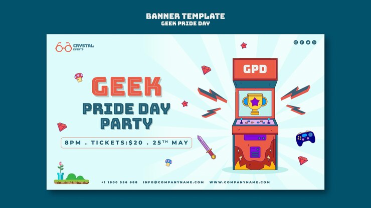 PSD grátis modelo de banner do dia do orgulho geek