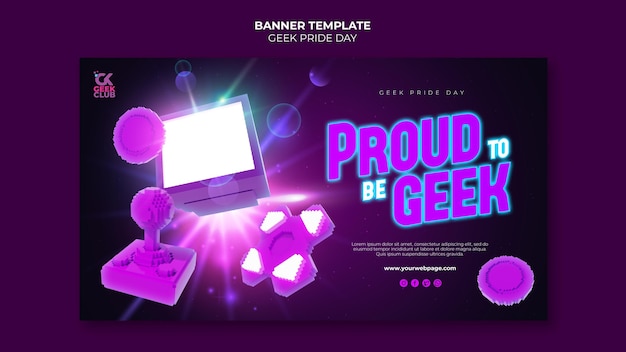 Modelo de banner do dia do orgulho geek