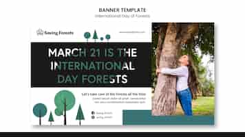 PSD grátis modelo de banner do dia internacional das florestas