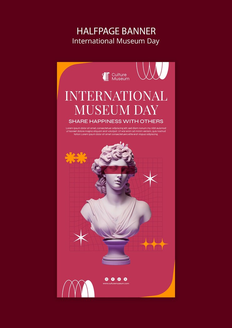 PSD grátis modelo de banner do dia internacional do museu