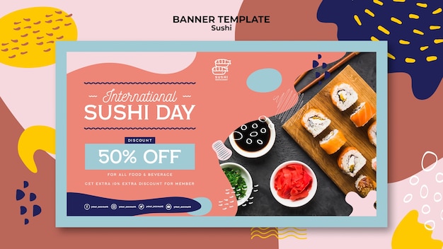 PSD grátis modelo de banner do dia internacional do sushi