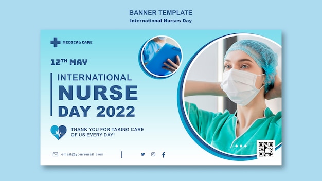 Modelo de banner do dia internacional dos enfermeiros gradiente