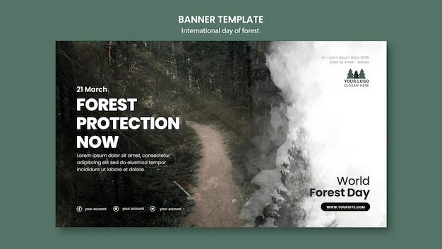 PSD grátis modelo de banner do dia mundial da floresta