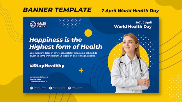 Modelo de banner do Dia Mundial da Saúde