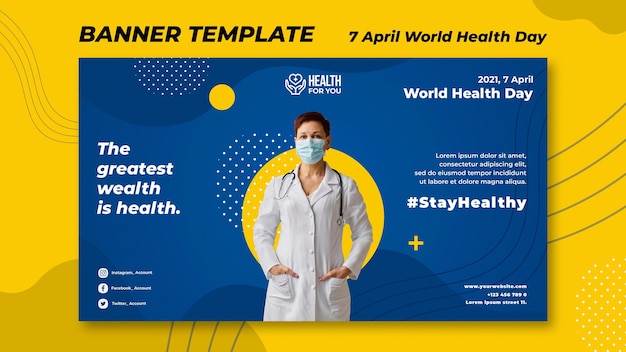 Modelo de banner do Dia Mundial da Saúde