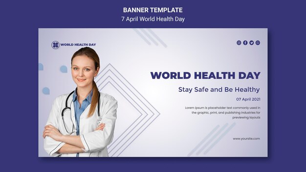 Modelo de banner do Dia Mundial da Saúde