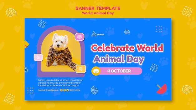 Modelo de banner do Dia Mundial do Animal