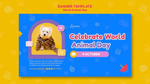 Modelo de banner do Dia Mundial do Animal