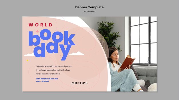 Modelo de banner do Dia Mundial do Livro