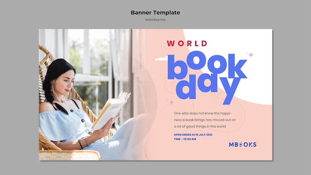 Modelo de banner do Dia Mundial do Livro
