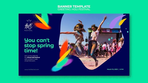 Modelo de banner do festival Holi