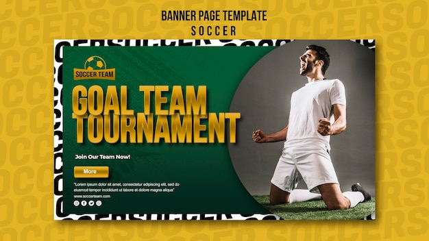 PSD grátis modelo de banner do objetivo equipe torneio escola de futebol