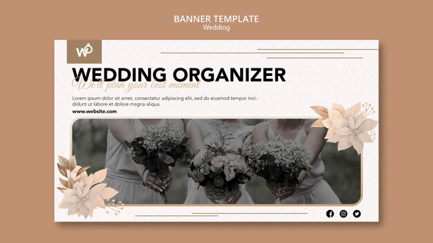 Modelo de banner do organizador de casamento