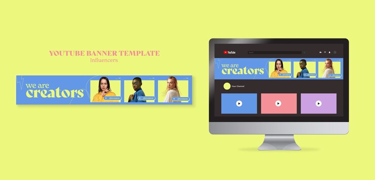 PSD grátis modelo de banner do youtube de carreira de influenciador