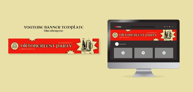 Modelo de banner do youtube de celebração da Oktoberfest