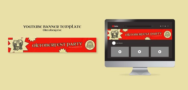 Modelo de banner do youtube de celebração da Oktoberfest