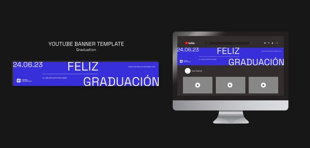 Modelo de banner do youtube de celebração de formatura