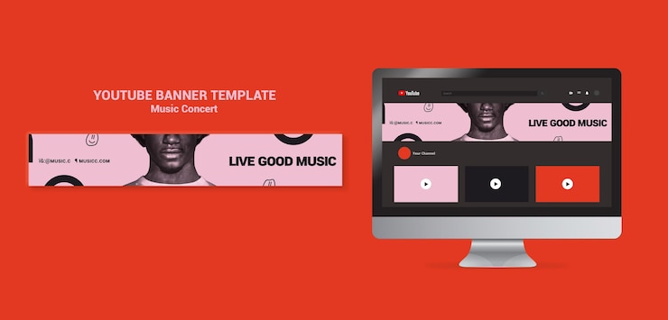 PSD grátis modelo de banner do youtube de concerto de música