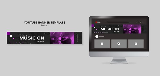 Modelo de banner do youtube de evento de música