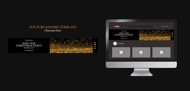 Modelo de banner do youtube de festa de natal