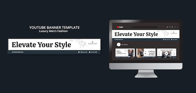 PSD grátis modelo de banner do youtube de moda masculina de luxo