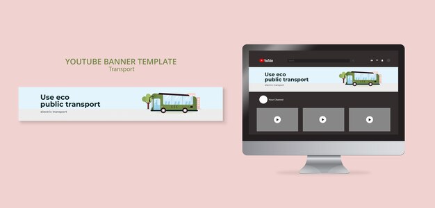 Modelo de banner do youtube de transporte verde e ecológico