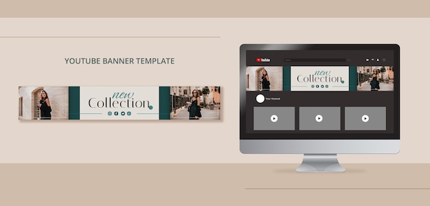 PSD grátis modelo de banner do youtube de venda de moda