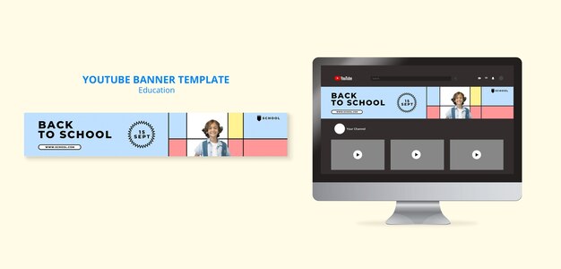 Modelo de banner do youtube de volta às aulas