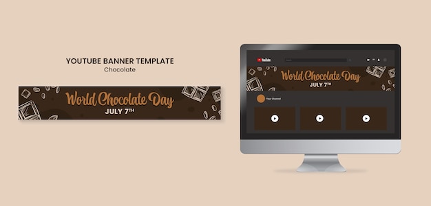 Modelo de banner do youtube do dia mundial do chocolate