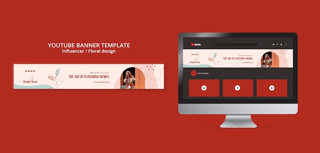 Modelo de banner do youtube influenciador de mídia e personalidade