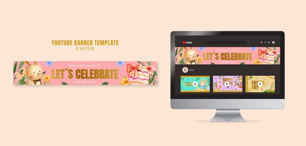 Modelo de banner do youtube para celebração da páscoa