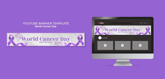 Modelo de banner do YouTube para o Dia Mundial do Câncer