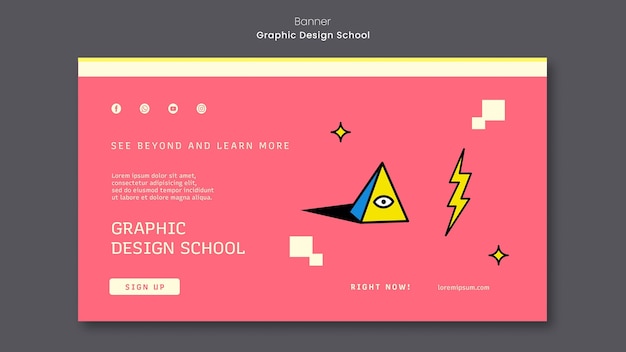 PSD grátis modelo de banner escolar de design gráfico